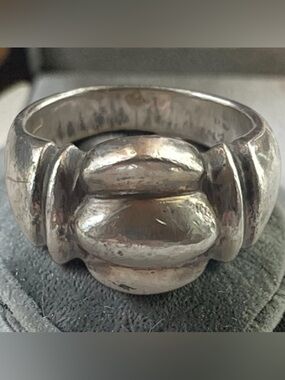 Modernist Signed 925 Sterling Silver Ring Size 6 Bold Statement